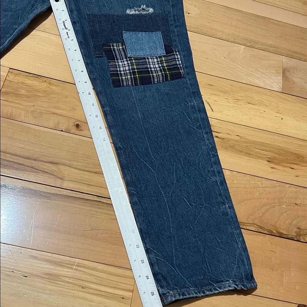 Polo Ralph Lauren Blue Patchwork Boyfriend Jeans-Roped Dyed - Picture 7 of 12